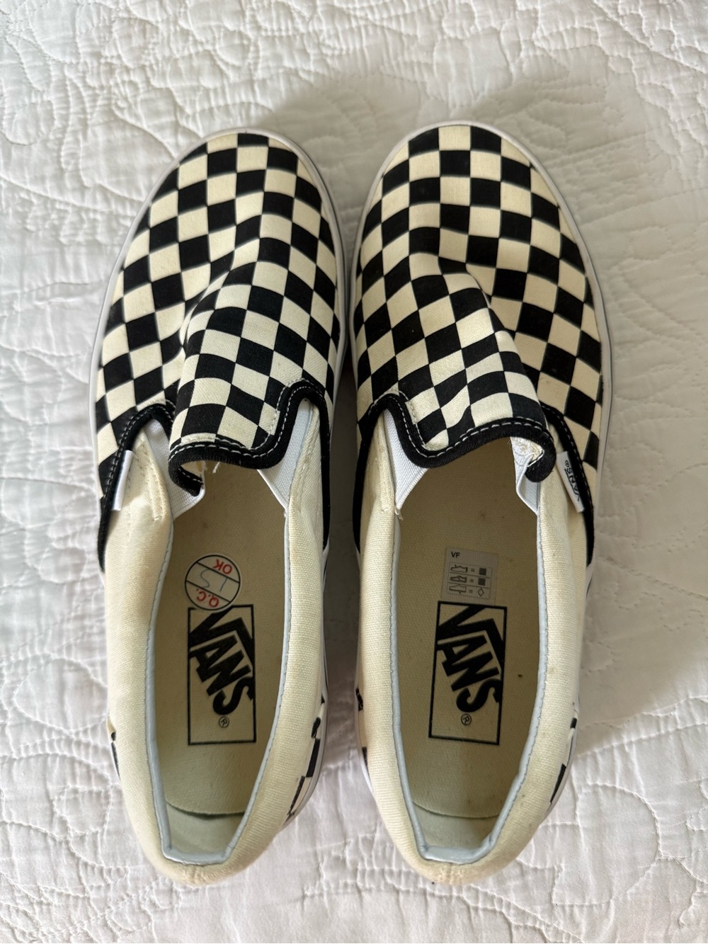 Vans Women’s Checkerboard Slip-On Sneakers - Black & White size 9.5